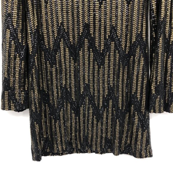 Joe's Jeans Black & Gold Yves Sequin Chevron Long Sleeve Mini Dress size XS - Picture 6 of 16